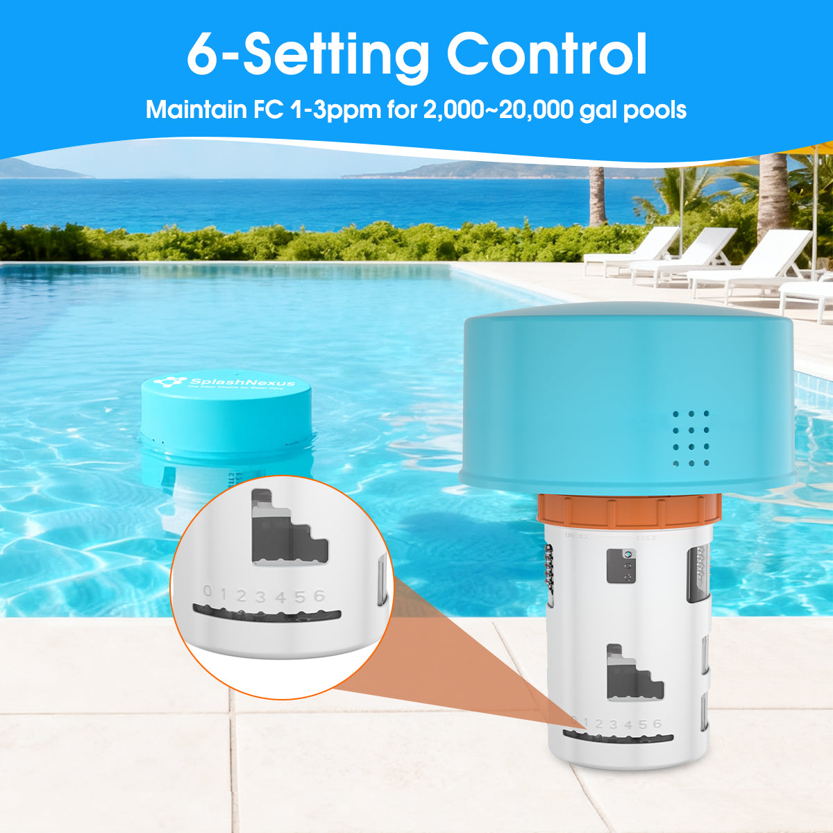 SplashNexus FloatDose 6 Ultra  Pool Chlorine Floater & Dispenser
