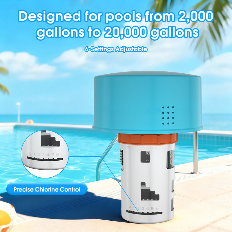 SplashNexus FloatDose 6 Ultra - Pool Chlorine Floater & Dispenser System with 6 Adjustable Settings, Includes Mineral Booster Bags for Enhanced Water Quality, for 3 Inch Chlorine Tablets, In Ground & Above Ground Pools