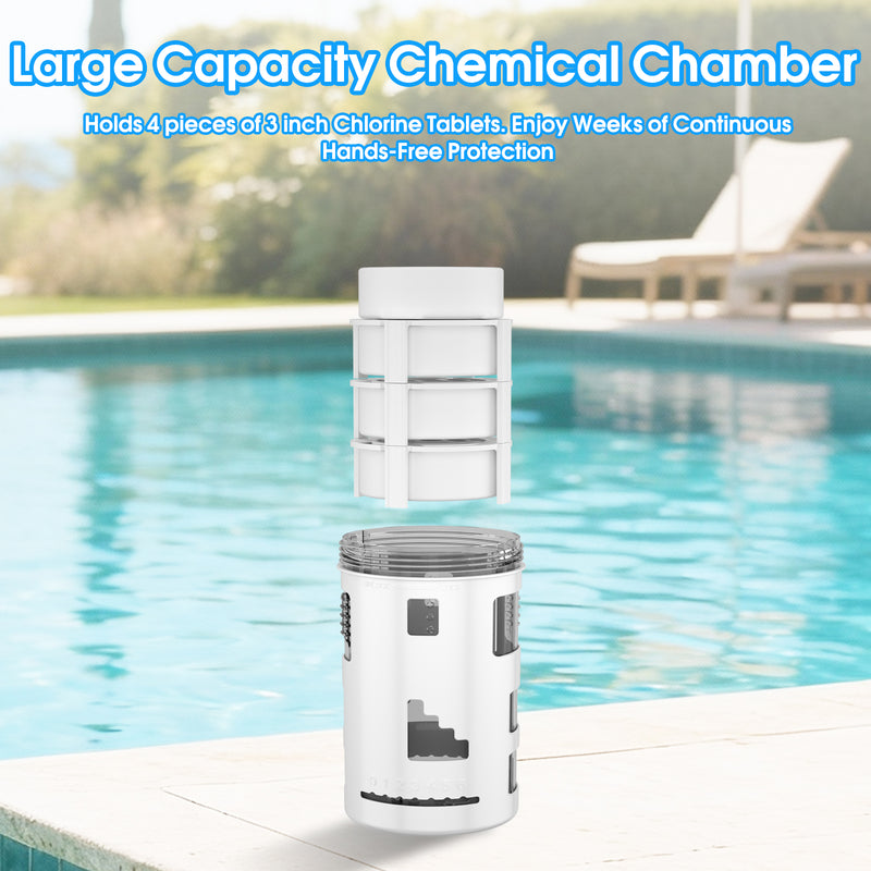 SplashNexus FloatDose 6 Ultra - Pool Chlorine Floater & Dispenser System with 6 Adjustable Settings, Includes Mineral Booster Bags for Enhanced Water Quality, for 3 Inch Chlorine Tablets, In Ground & Above Ground Pools